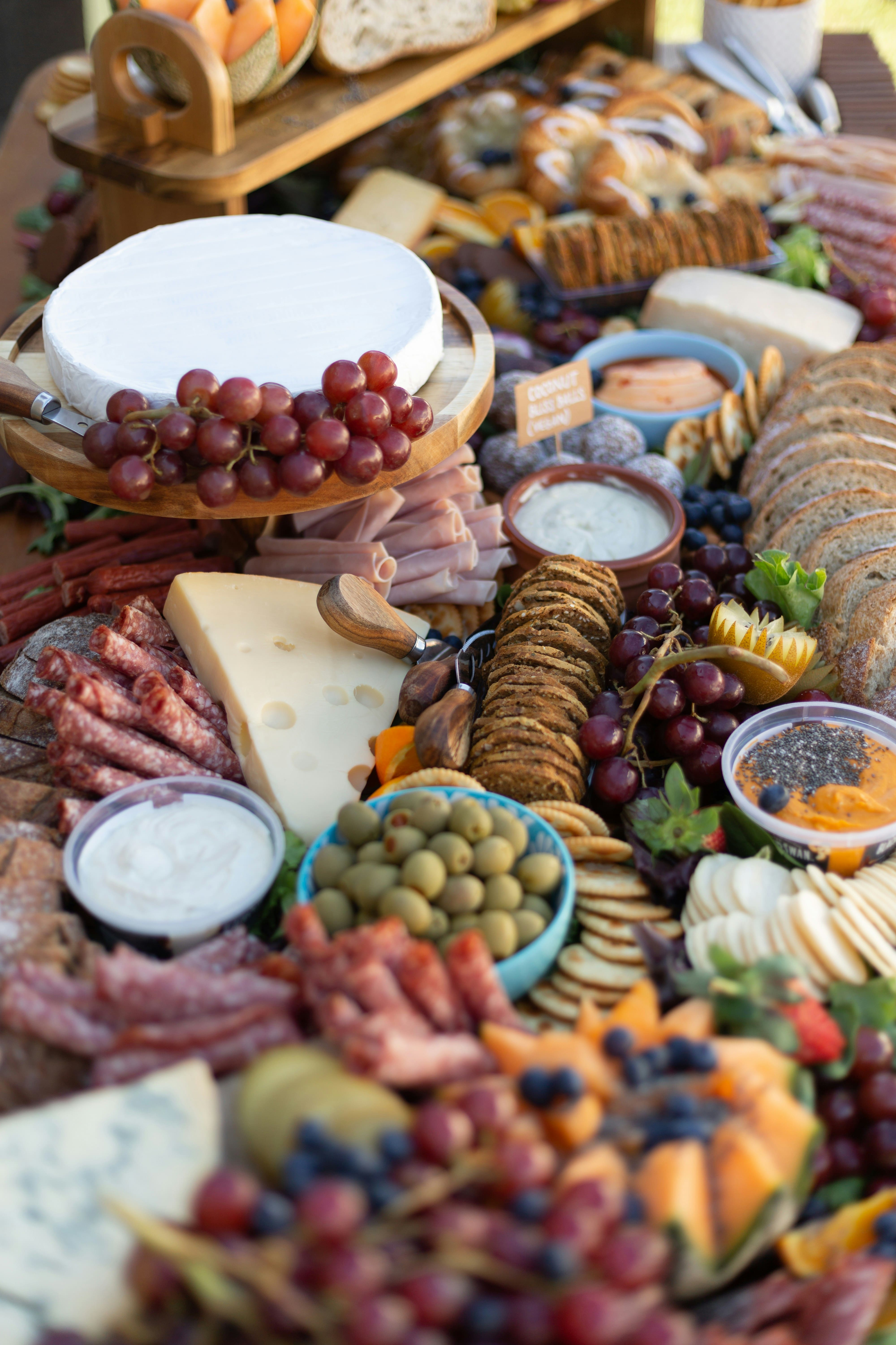Picture taken of a bunch of food all together in the same table